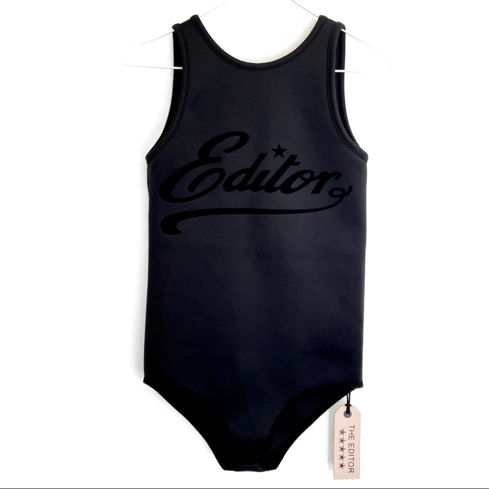 THE EDITOR Logo Scuba Neoprene Tank Bodysuit